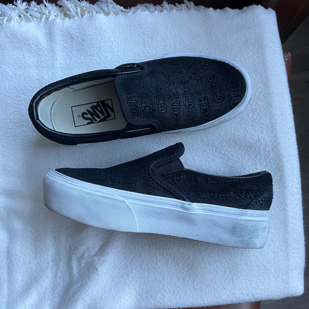 Platform Black Slip On Vans, With Embossed Otw Wr… - image 3